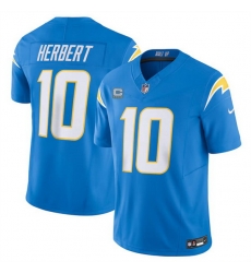 Men Los Angeles Chargers 10 Justin Herbert Blue 2024 F U S E  With 4 Star C Patch Vapor Untouchable Limited Stitched Jersey