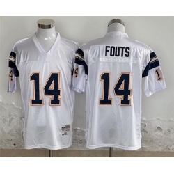 Men Los Angeles Chargers 14 Dan Fouts White Throwback Stitched Jersey