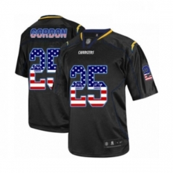 Men Los Angeles Chargers 25 Melvin Gordon Elite Black USA Flag Fashion Football Jersey