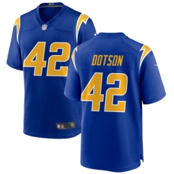 Men Los Angeles Chargers 42 Elijah Dotson White Stitched Game Jersey