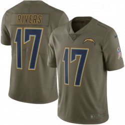 Men Nike Los Angeles Chargers 17 Philip Rivers Limited Olive 2017 Salute to Service NFL Jersey