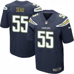 Men Nike Los Angeles Chargers 55 Junior Seau Elite Navy Blue Team Color NFL Jersey