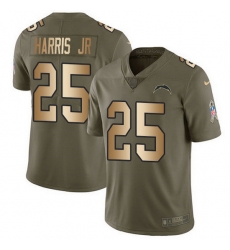 Nike Chargers 25 Chris Harris Jr Olive Gold Men Stitched NFL Limited 2017 Salute To Service Jersey