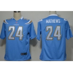 Nike San Diego Chargers 24 Ryan Mathews Light Blue Game NFL Jersey