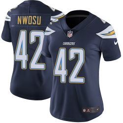 Nike Chargers #42 Uchenna Nwosu Navy Blue Team Color Womens Stitched NFL Vapor Untouchable Limited Jersey