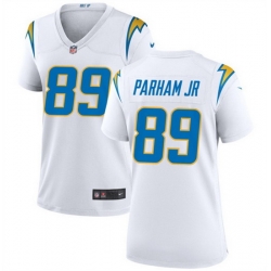 Women Los Angeles Chargers 89 Donald Parham Jr White Stitched Game Jersey  Run Small