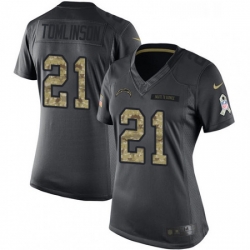 Womens Nike Los Angeles Chargers 21 LaDainian Tomlinson Limited Black 2016 Salute to Service NFL Jersey