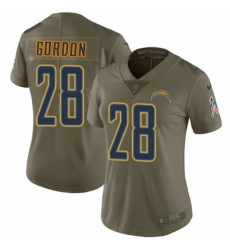 Womens Nike Los Angeles Chargers 28 Melvin Gordon Limited Olive 2017 Salute to Service NFL Jersey