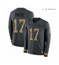 Youth Nike Los Angeles Chargers 17 Philip Rivers Limited Black Salute to Service Therma Long Sleeve NFL Jersey