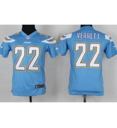 Youth Nike San Diego Chargers 22 Jason Verrett Light Blue NFL Jerseys