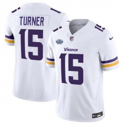 Men Minnesota Vikings 15 Dallas Turner White 2024 With Draft Patch F U S E Vapor Untouchable Limited Stitched Jersey