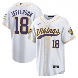 Men Minnesota Vikings 18 Justin Jefferson White Cool Base Stitched Baseball Jersey