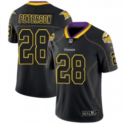 Mens Nike Minnesota Vikings 28 Adrian Peterson Limited Lights Out Black Rush NFL Jersey