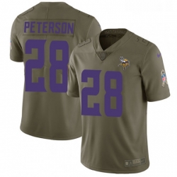 Mens Nike Minnesota Vikings 28 Adrian Peterson Limited Olive 2017 Salute to Service NFL Jersey