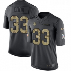 Mens Nike Minnesota Vikings 33 Dalvin Cook Limited Black 2016 Salute to Service NFL Jersey