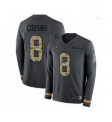 Mens Nike Minnesota Vikings 8 Kirk Cousins Limited Black Salute to Service Therma Long Sleeve NFL Jersey