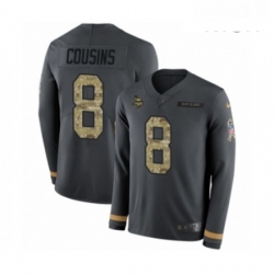 Mens Nike Minnesota Vikings 8 Kirk Cousins Limited Black Salute to Service Therma Long Sleeve NFL Jersey