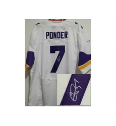 Nike Minnesota Vikings 7 Christian Ponder White Elite Signed NFL Jersey