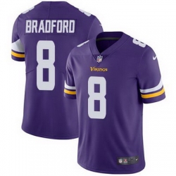 Nike Vikings #8 Sam Bradford Purple Team Color Mens Stitched NFL Vapor Untouchable Limited Jersey