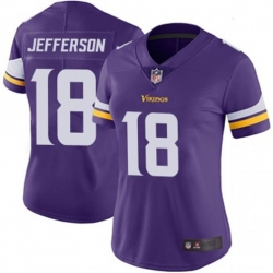 Women Minnesota Vikings 18 Justin Jefferson Purple 2023 F U S E Vapor Untouchable Limited Stitched Jersey