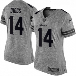 Womens Nike Minnesota Vikings 14 Stefon Diggs Limited Gray Gridiron NFL Jersey