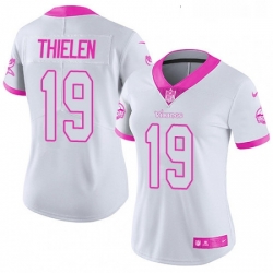 Womens Nike Minnesota Vikings 19 Adam Thielen Limited WhitePink Rush Fashion NFL Jersey