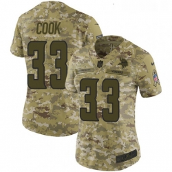 Womens Nike Minnesota Vikings 33 Dalvin Cook Limited Camo 2018 Salute to Service NFL Jersey