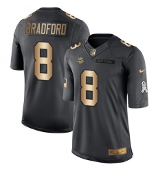 Nike Vikings #8 Sam Bradford Black Youth Stitched NFL Limited Gold Salute to Service Jersey