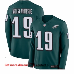 Eagles 19 JJ Arcega Whiteside Midnight Green Team Color Men Stitched Football Limited Therma Long Sleeve Jersey