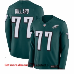 Eagles 77 Andre Dillard Midnight Green Team Color Men Stitched Football Limited Therma Long Sleeve Jersey