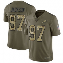 Eagles #97 Malik Jackson Olive Camo Men Stitched Football Limited 2017 Salute To Service Jersey