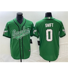 Men Philadelphia Eagles 0 D u2019andre Swift Green Cool Base Stitched Baseball Jersey