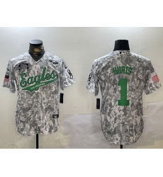 Men Philadelphia Eagles 1 Jalen Hurts Arctic Camo Salute To Service Limited Stitched Jersey