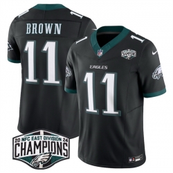 Men Philadelphia Eagles 11 A J  Brown Black 2024 New NFC East Champions F U S E  Vapor Untouchable Limited Stitched Football Jersey