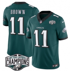 Men Philadelphia Eagles 11 A J  Brown Green 2024 New NFC East Champions F U S E  Vapor Untouchable Limited Stitched Football Jersey