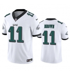 Men Philadelphia Eagles 11 A  J  Brown White 2023 F U S E  Vapor Untouchable Stitched Football Jersey