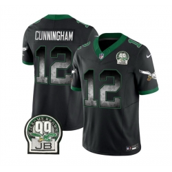 Men Philadelphia Eagles 12 Randall Cunningham Black 2023 F U S E  Throwback Vapor Untouchable Limited Stitched Football Jersey