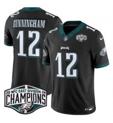 Men Philadelphia Eagles 12 Randall Cunningham Black 2024 NFC East Champions F U S E  Vapor Untouchable Limited Stitched Football Jersey