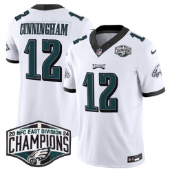 Men Philadelphia Eagles 12 Randall Cunningham White 2024 NFC East Champions F U S E  Vapor Untouchable Limited Stitched Football Jersey