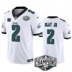 Men Philadelphia Eagles 2 Darius Slay JR White 2024 NFC Est Champions With 3 Star C Patch F U S E  Vapor Untouchable Limited Stitched Football Jersey