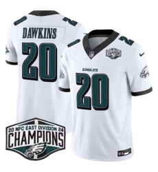 Men Philadelphia Eagles 20 Brian Dawkins White 2024 New NFC East Champions F U S E  Vapor Untouchable Limited Stitched Football Jersey