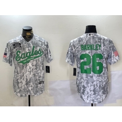 Men Philadelphia Eagles 26 Saquon Barkley Camo Salute To Service Limited Stitched Jersey