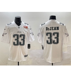 Men Philadelphia Eagles 33 Cooper DeJean White 2025 Super Bowl LIX Patch Fashion New Vapor Untouchable Limited Stitched Football Jersey