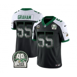 Men Philadelphia Eagles 55 Brandon Graham Black White 2023 F U S E  With 4 Star C Patch Throwback Vapor Untouchable Limited Stitched Football Jersey