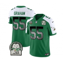 Men Philadelphia Eagles 55 Brandon Graham Green White 2023 F U S E  With 4 Star C Patch Throwback Vapor Untouchable Limited Stitched Football Jersey