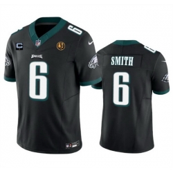 Men Philadelphia Eagles 6 DeVonta Smith Black 2023 F U S E  With 1 Star C Patch And John Madden Patch Vapor Limited Stitched Football Jersey