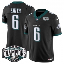 Men Philadelphia Eagles 6 DeVonta Smith Black 2024 New NFC East Champions F U S E  Vapor Untouchable Limited Stitched Football Jersey