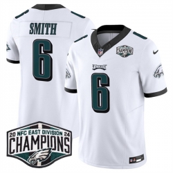 Men Philadelphia Eagles 6 DeVonta Smith White 2024 NFC East Champions F U S E  Vapor Untouchable Limited Stitched Football Jersey