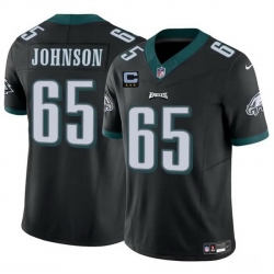 Men Philadelphia Eagles 65 Lane Johnson Black F U S E With 3 Star C Patch Vapor Untouchable Limited Stitched Football Jersey