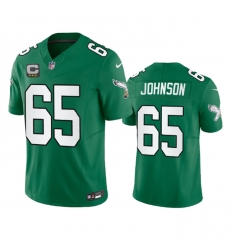 Men Philadelphia Eagles 65 Lane Johnson Green 2023 F U S E  With C Patch Vapor Untouchable Stitched Football Jersey